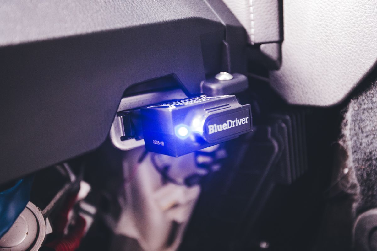A diagnostic scanner in use, the work a diagnostic fee pays for