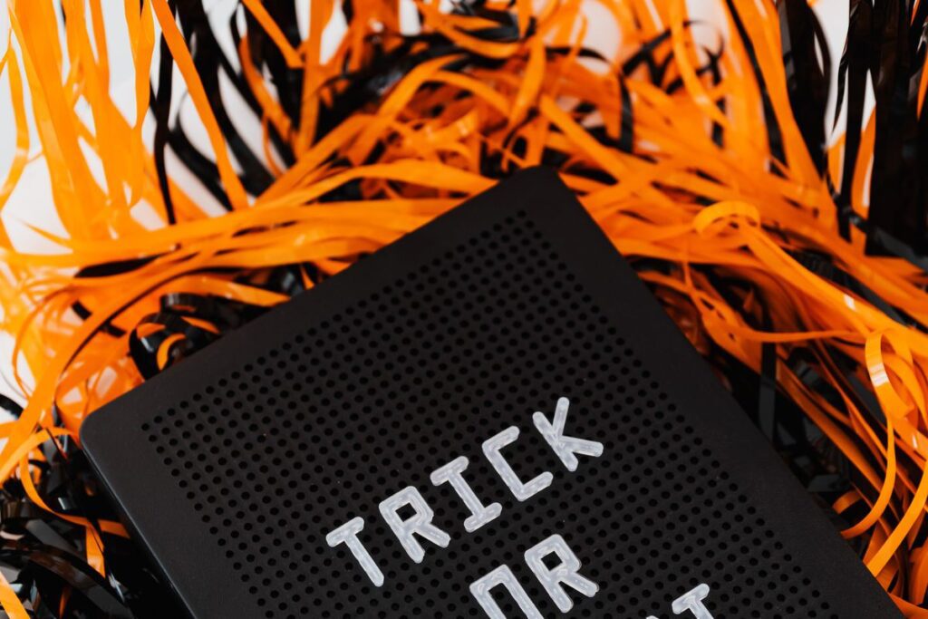 Halloween party decorations and pumpkins