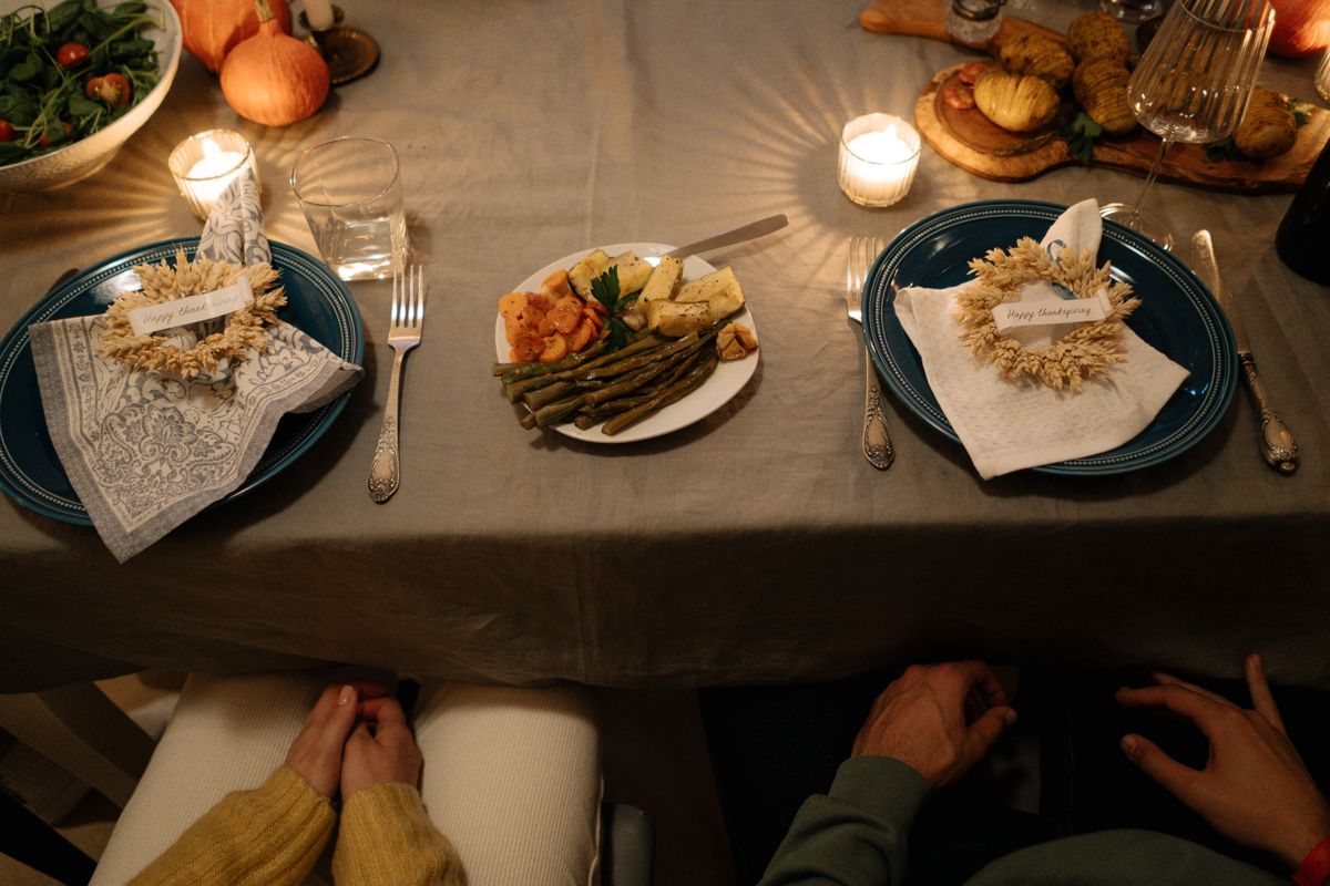 Covered dish being carried to a Thanksgiving table
